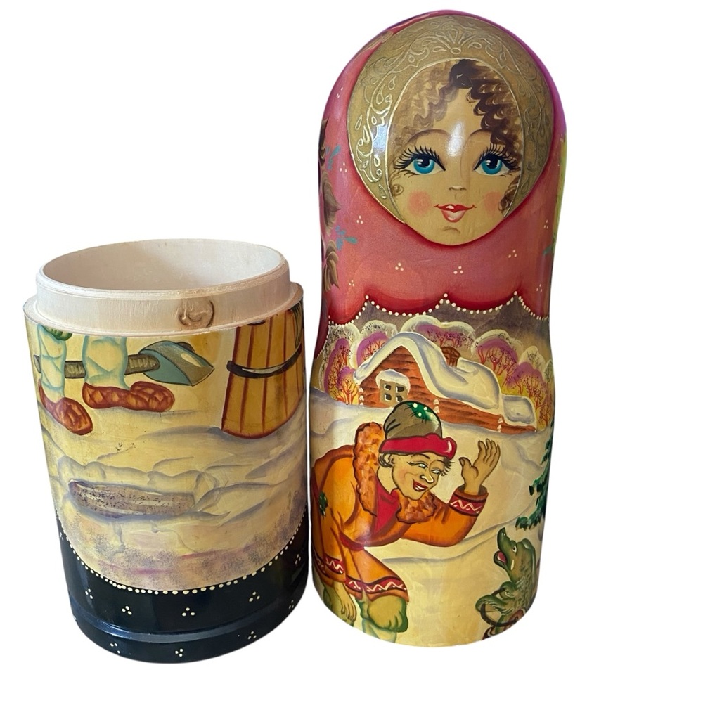 Russian Vintage Bottle Holder Russian Fairy Tale 14in tall, hand painted - Picture 4 of 9
